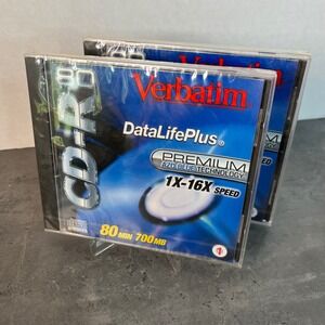 Verbatim DataLifePlus CD-R 80 700MB 1X-16X Speed Premium AZO‎ Blue Tech. 2-Pack